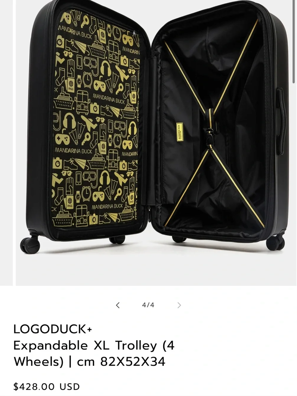 Mango Duck Black Suitcase + Expandable XL Trolley